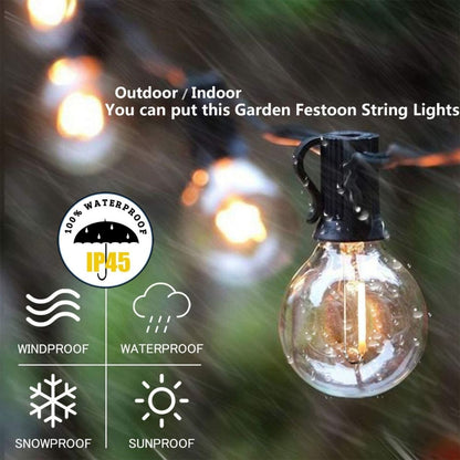 50ft G40 String Light - 25 E12 Sockets - 20AWG - 0.5W G40 Bulbs - LumeGen