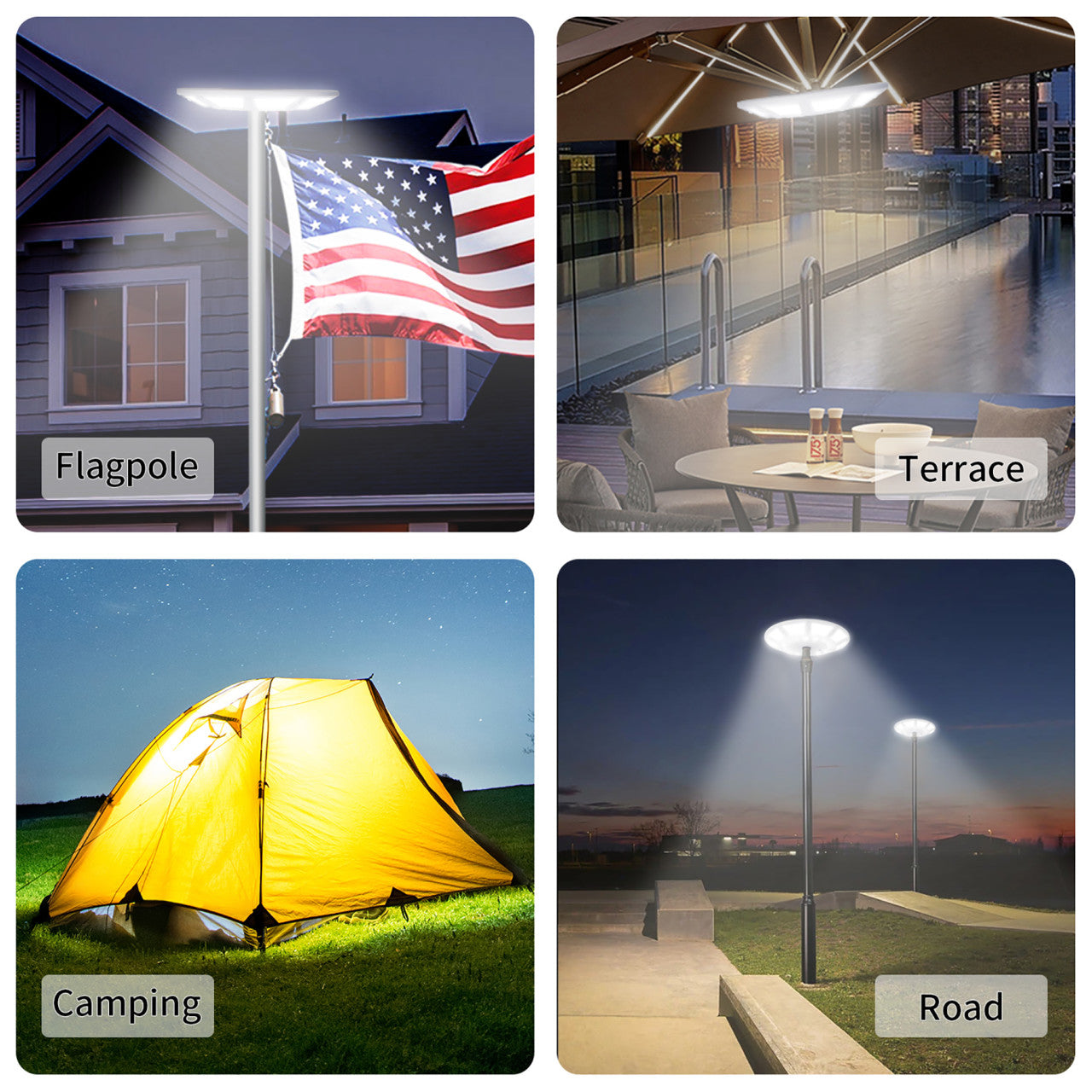 Solar LED Flagtop Pole Light - Super-Bright 2600 Lumens - LumeGen