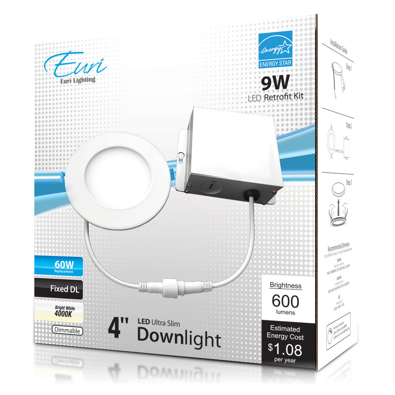 4" Slim Downlight - 9W - 600 Lumen - Euri Lighting