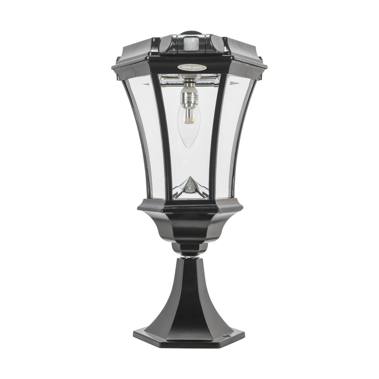 LED Victorian Solar Lamp with Motion Sensor with Three Mounting Options - 100 Lumens - 2700K - Black Finish - Gama Sonic