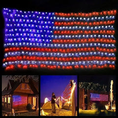 6.5ft x 3.3ft American Flag Net Light - 420 Red, White & Blue LEDs - IP65 Waterproof Rated