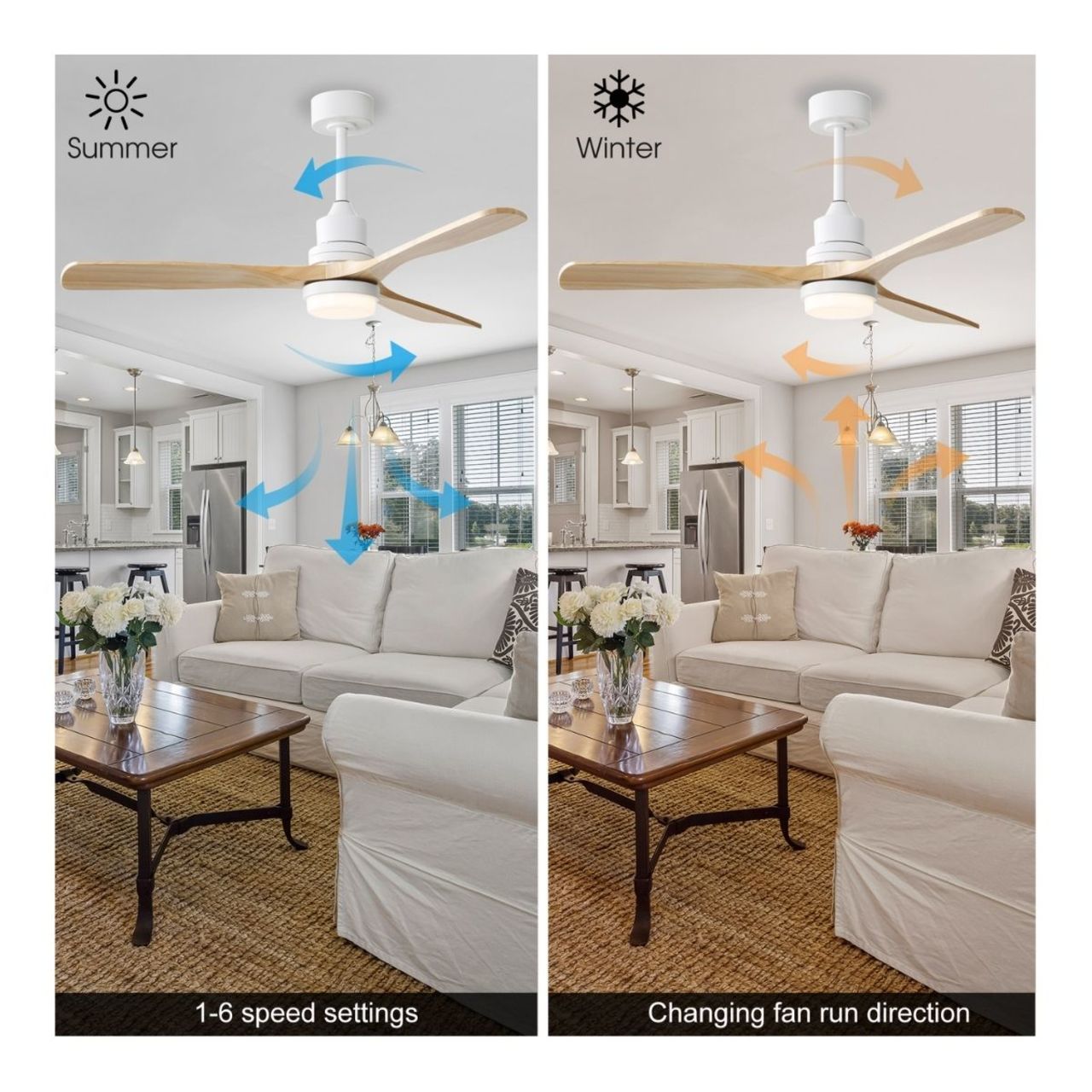 52in. Ceiling Fan with LED Light Kit - 18W - 800 Lumens - Color Selectable - Remote Control