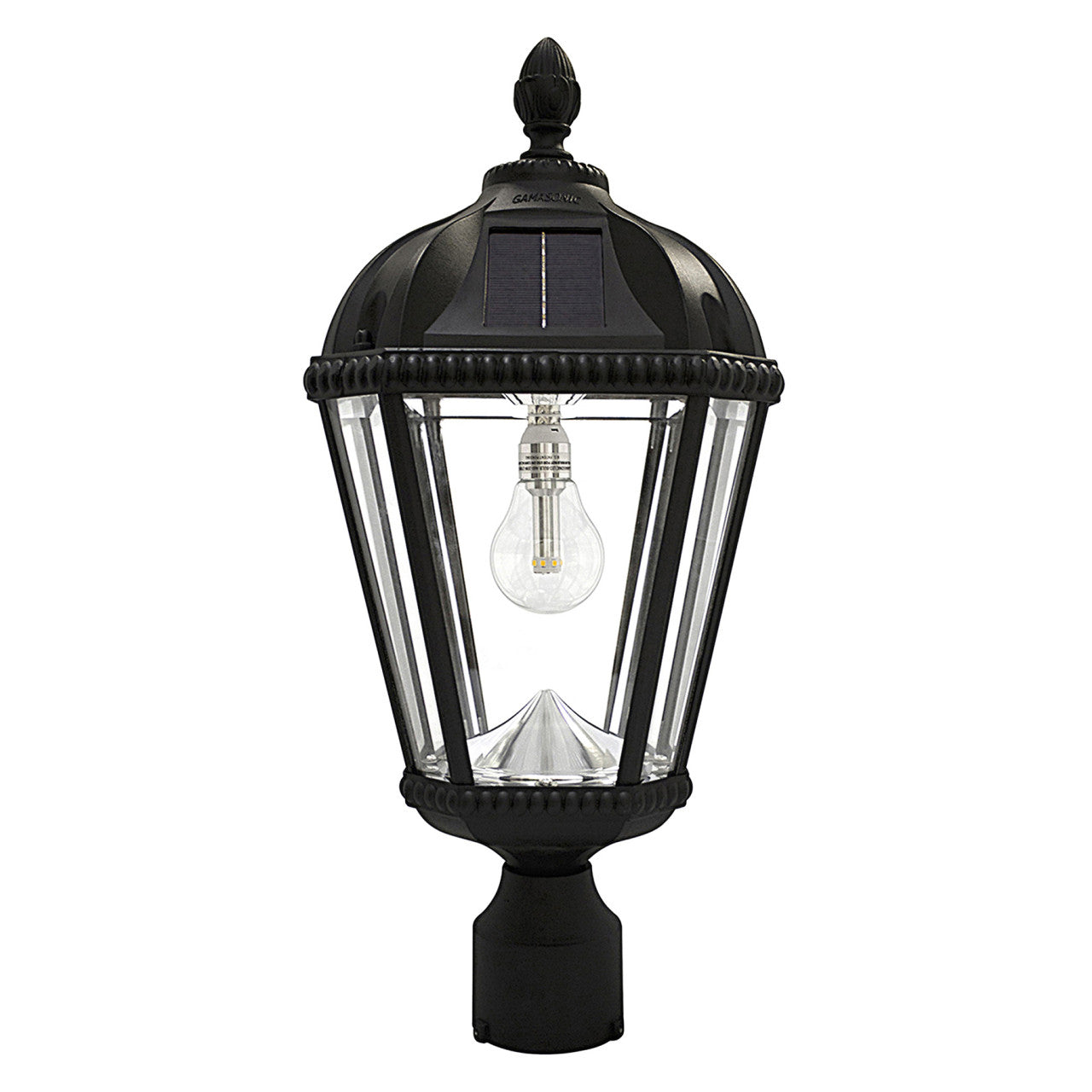 Solar LED Royal Bulb Lantern Light - Black - Gama Sonic