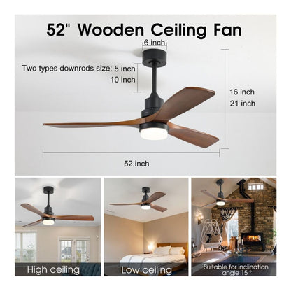 52in. Ceiling Fan with LED Light Kit - 18W - 800 Lumens - Color Selectable - Remote Control