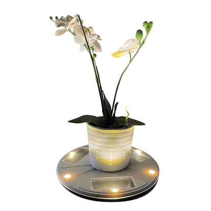 Solar LED Uplight Planter Base - White Finish - Gama Sonic