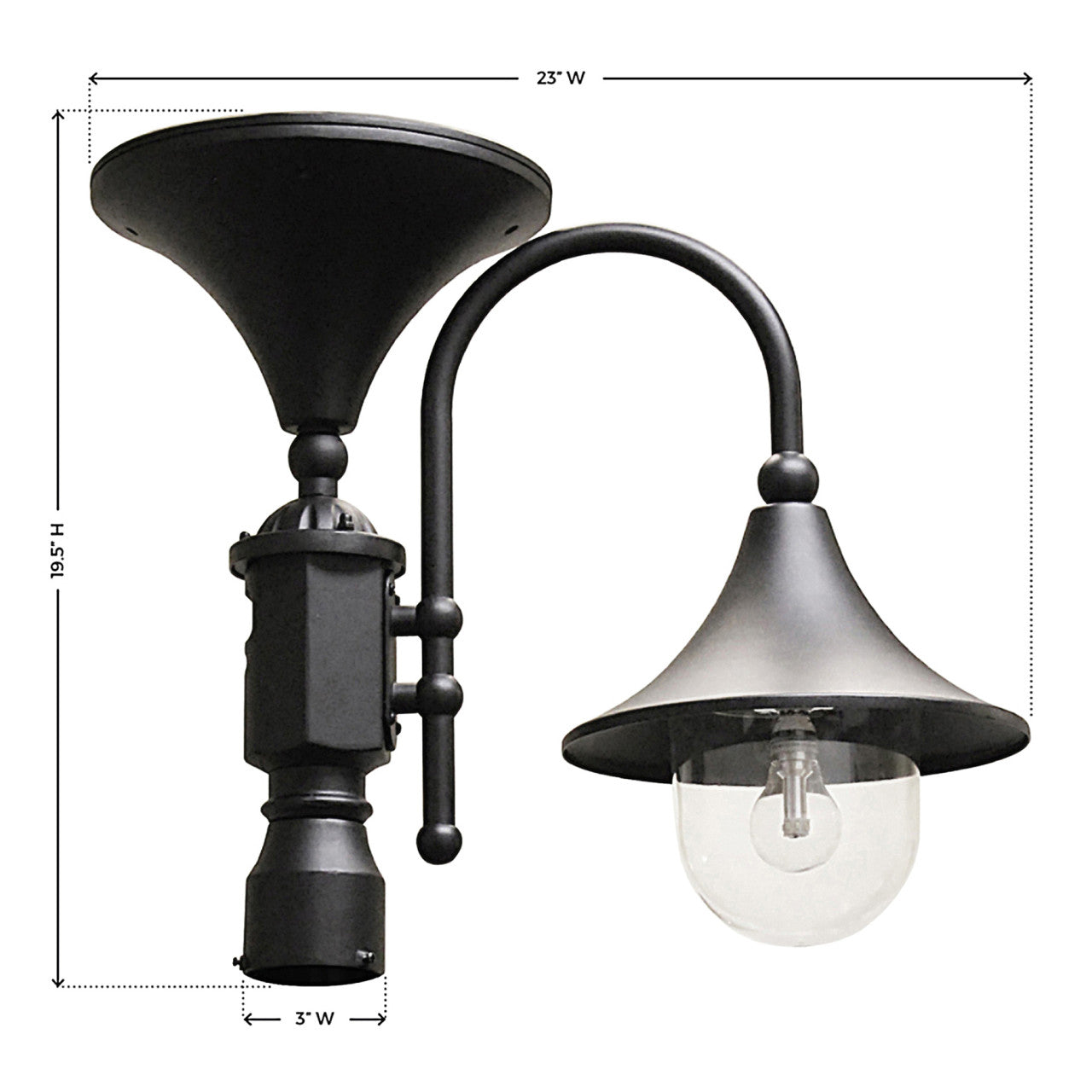 Solar LED Everest Post Light - Black - Gama Sonic