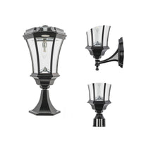 LED Victorian Solar Lamp with Motion Sensor with Three Mounting Options - 100 Lumens - 2700K - Black Finish - Gama Sonic