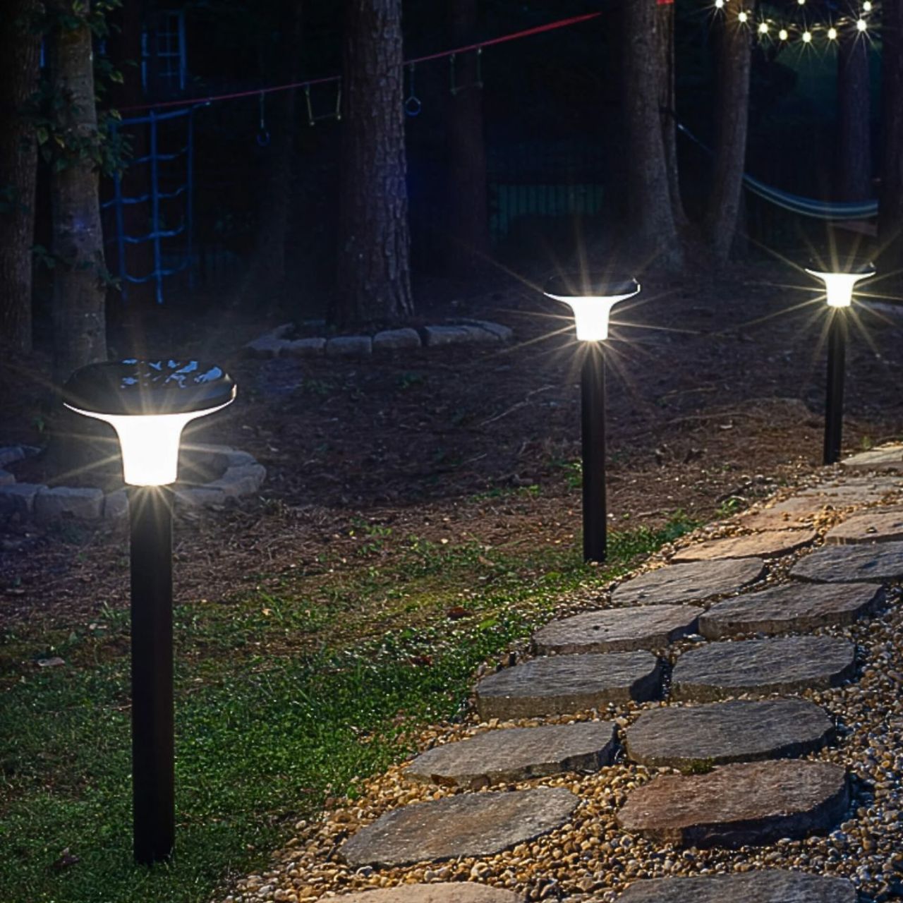 2-Pack Solar LED Vantage Bollard Pathway Light - Black Finish - Gama Sonic