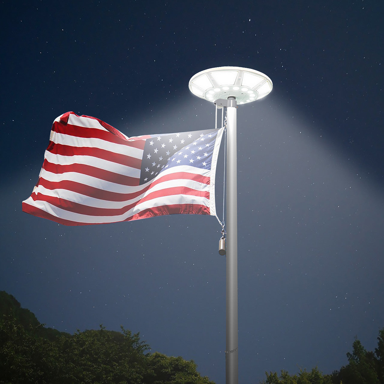 Solar LED Flagtop Pole Light - Super-Bright 2600 Lumens - LumeGen