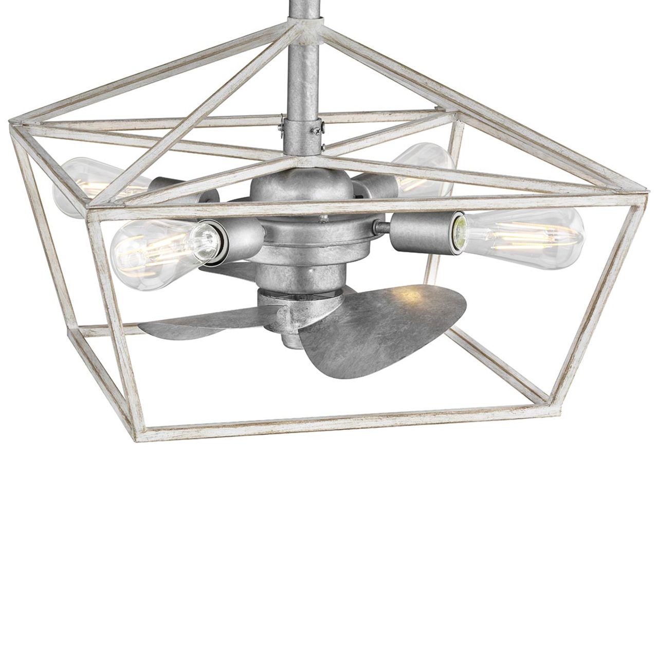 18in. Macedonia Indoor/Outdoor Galvanized Antique White Finish Ceiling Fan with LED Bulbs and Remote Control Included - 500 Lumens - 2700K - Altitude