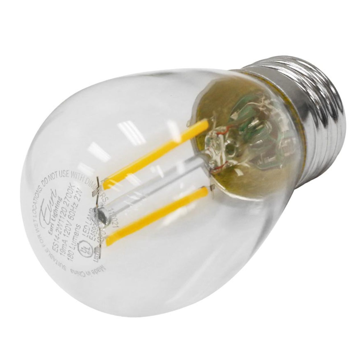 LED S14 Filament Bulb - 2W - 180 Lumens - 2700K - Euri Lighting