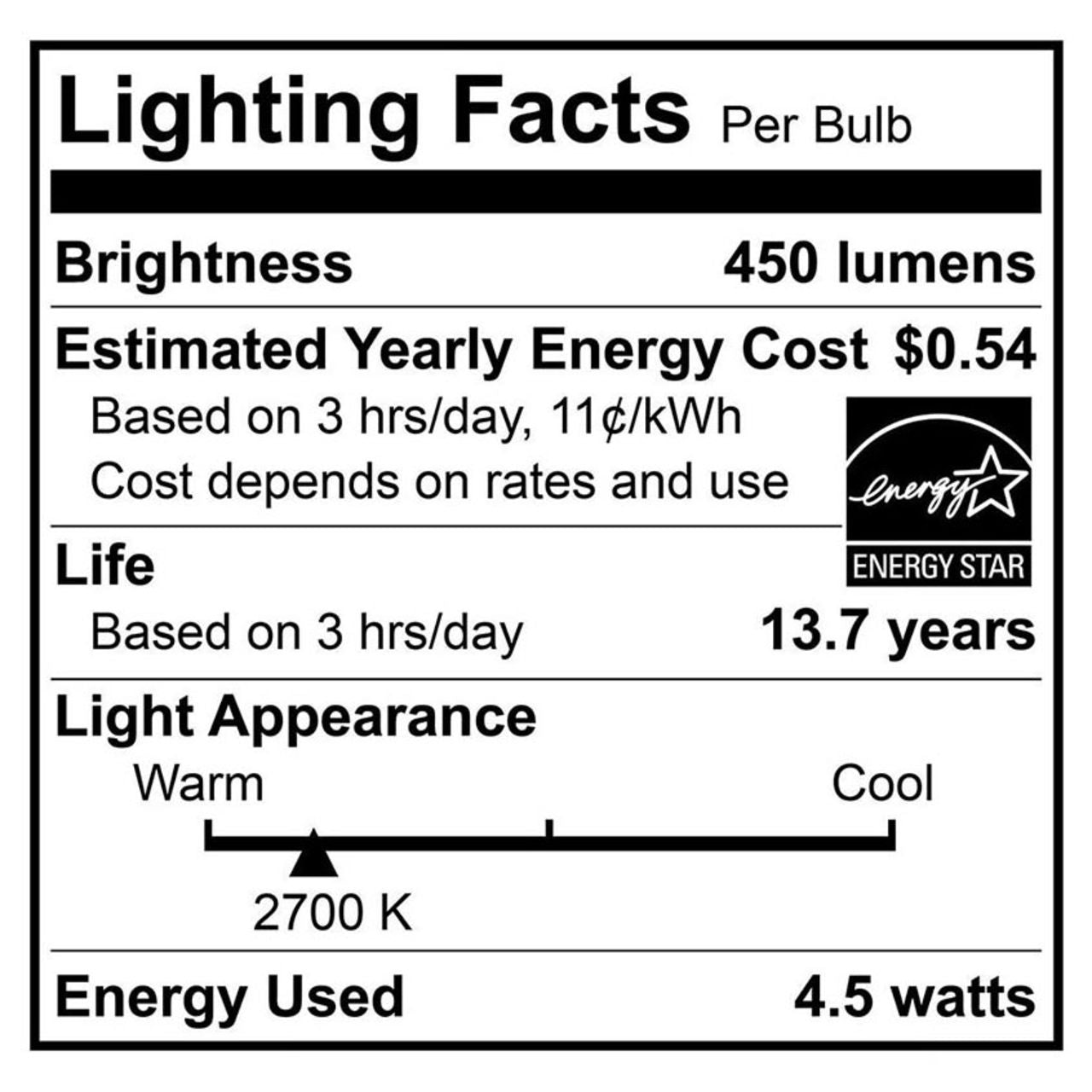 4-Pack LED B10 Filament Bulbs - 4.5W - 450 Lumens - 2700K - Euri Lighting