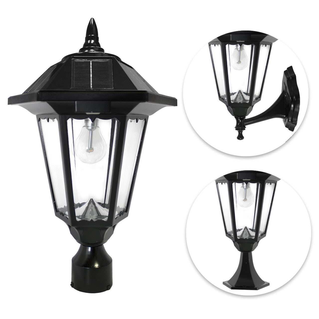 Solar LED Windsor Lantern Light - Black - Gama Sonic