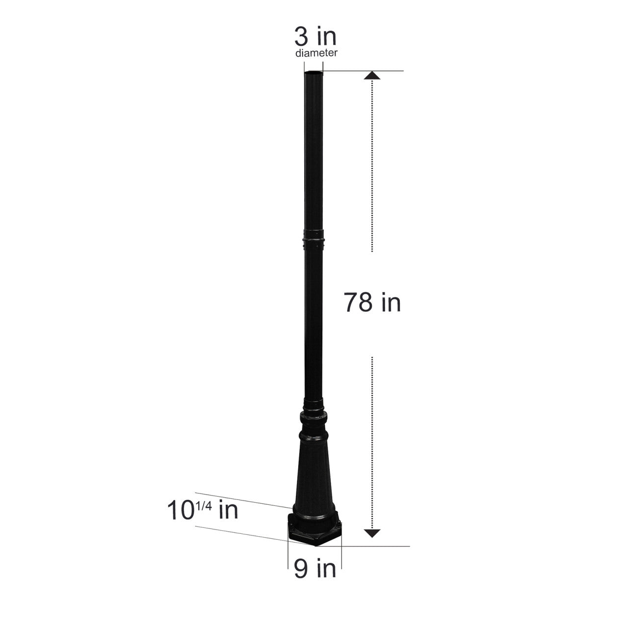 6.5ft. Imperial Outdoor Light Pole - Black - Gama Sonic