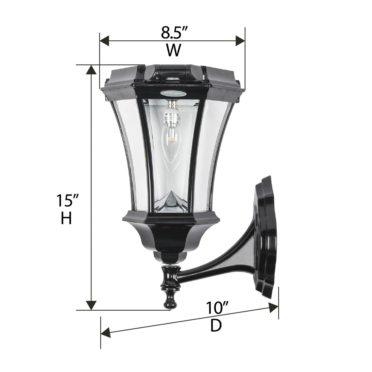 LED Victorian Solar Lamp with Motion Sensor with Three Mounting Options - 100 Lumens - 2700K - Black Finish - Gama Sonic