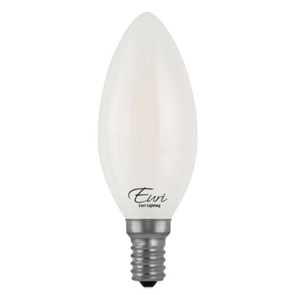 CASE OF 24 - LED B10 Filament Bulb - 4.5W - 40W Equiv. - Dimmable - 450 Lumens - Frosted - Euri Lighting (6 Packs of 4 Bulbs)