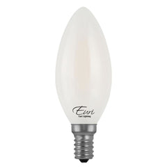 CASE OF 24 - LED B10 Filament Bulb - 4.5W - 40W Equiv. - Dimmable - 450 Lumens - Frosted - Euri Lighting (6 Packs of 4 Bulbs)