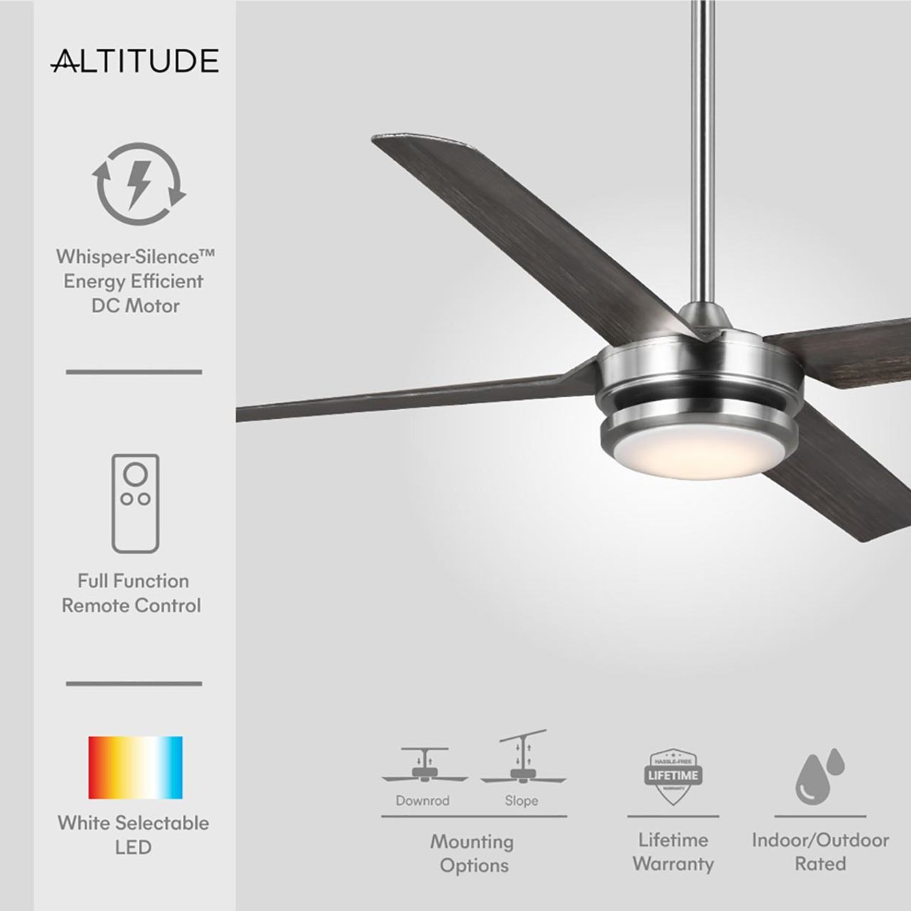 56in. Color Tunable Laritza Indoor/Outdoor Ceiling Fan with LED Light Kit and Remote Control Included - 18W - 800 Lumens - 3000K/4000K/5000K - Altitude