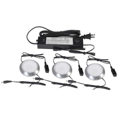 3-Pack 2.75in. LED Plug-In Puck Light Under Cabinet Lighting Kit - 595 Lumens - 4000K - Good Earth