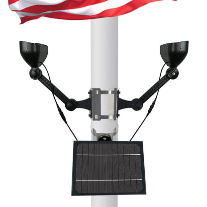 Solar LED Dual-Head Flagpole Light - 640 Lumens - LumeGen