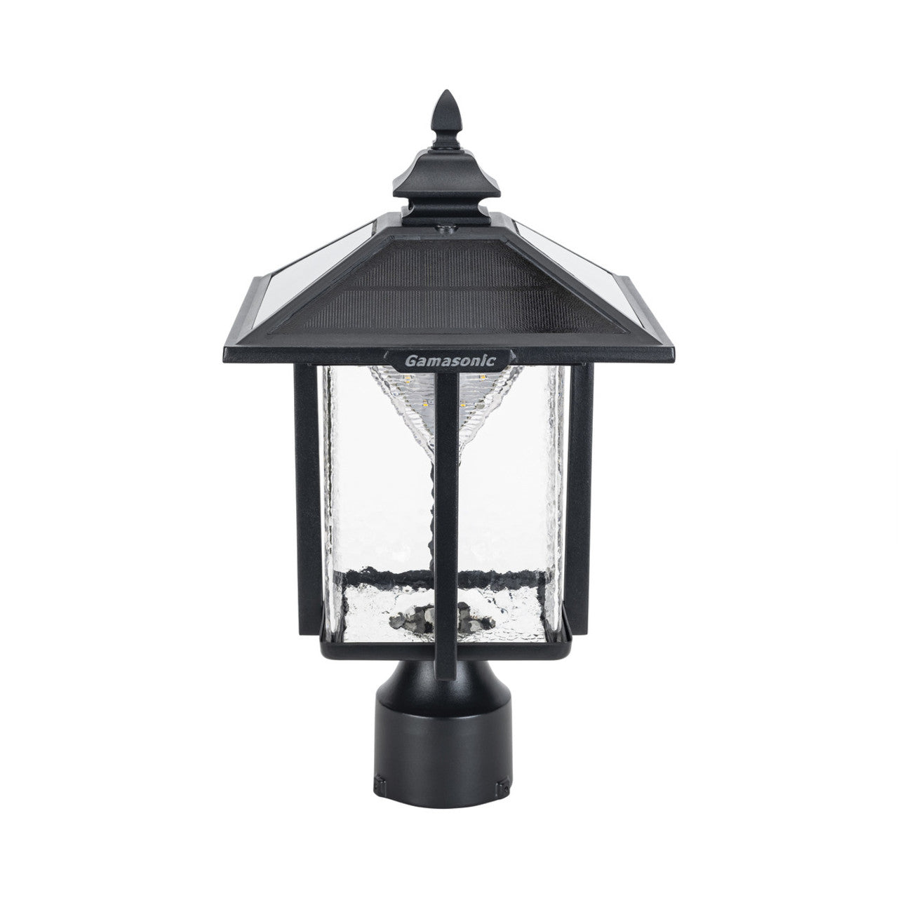 Solar LED Casita Post Light - Black Finish - Gama Sonic