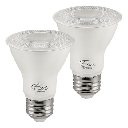 2-Pack LED PAR20 Bulbs - 7W - 500 Lumens - Euri Lighting