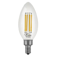 LED B10 Clear Glass Filament Bulb - 5.5 Watt -60 Watt Equiv. - 500 Lumens - Euri Lighthing - 4 Pack