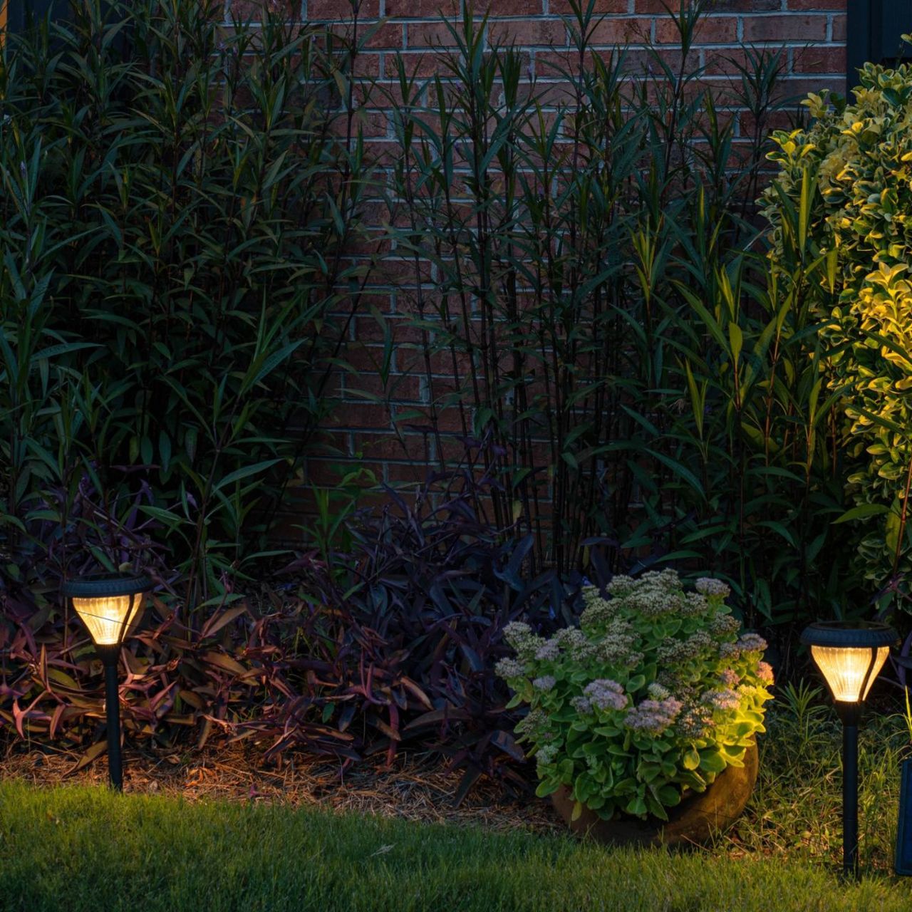 4-Pack Solar LED Premier Garden Stake Light - Black - Gama Sonic