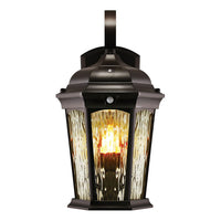 LED Outdoor Wall Flame Lantern Light - 12.5W - 1200 Lumens - 3000K - Bronze Water Glass Finish - Euri Lighting