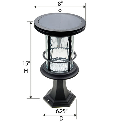 Solar LED Silo Post Light - 100 Lumens - 2700K - Black Finish - Gama Sonic