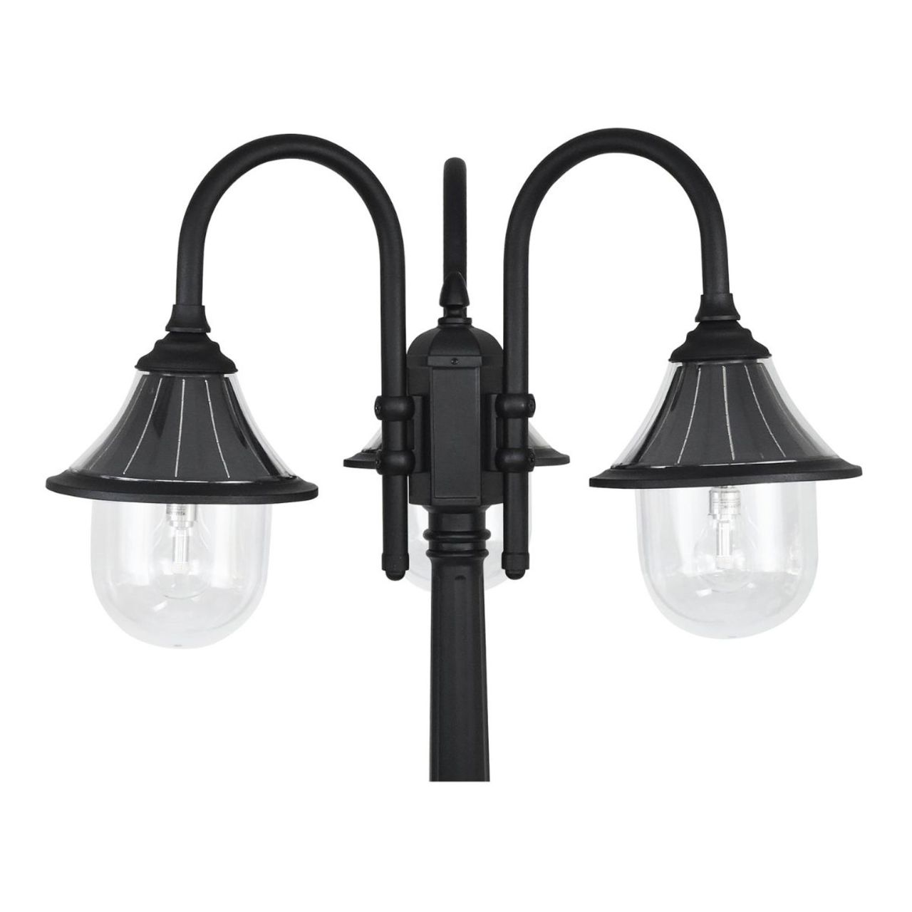 Solar LED Orion Post Light with 8ft Post - Black Finish - Gama Sonic