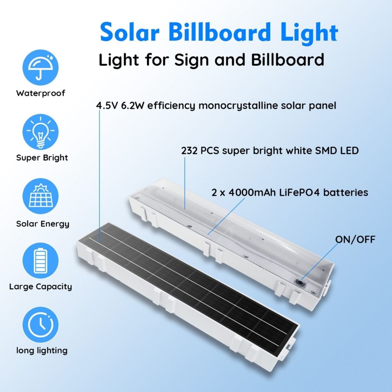 Solar LED Sign Light Bar - 232 LEDs - LumeGen