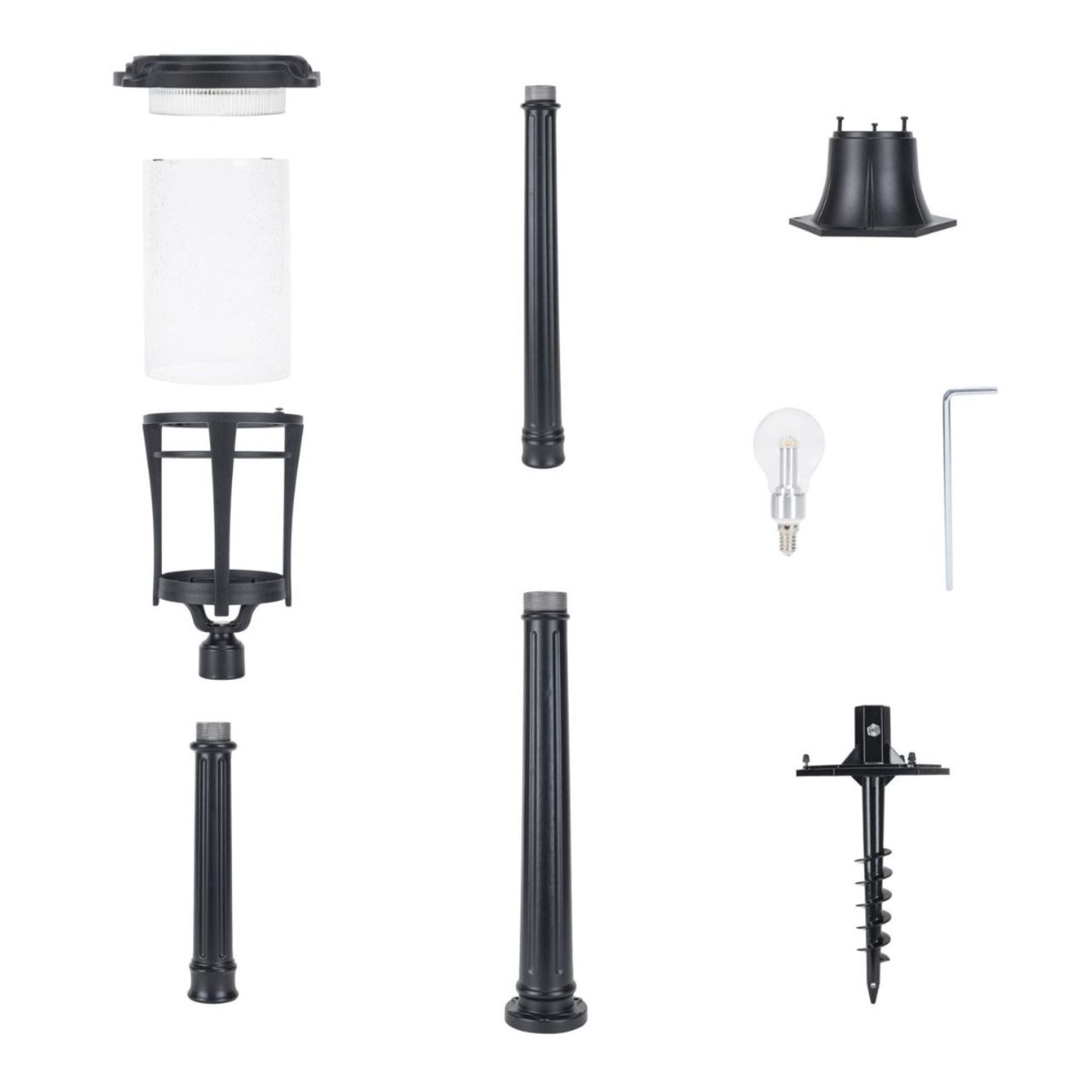 Aurora Bulb Post Lamp with EZ Anchor - 50 Lumens - Black Finish - Gama Sonic