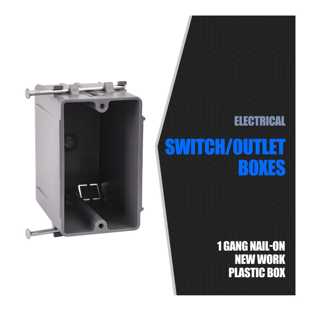 Full Case Outlet/Switch Box - 1-Gang 20 Cu. In. Nail On - Energetic Lighting