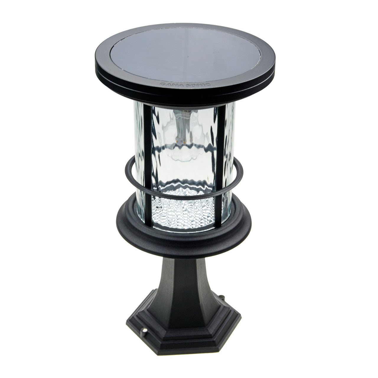 Solar LED Silo Post Light - 100 Lumens - 2700K - Black Finish - Gama Sonic