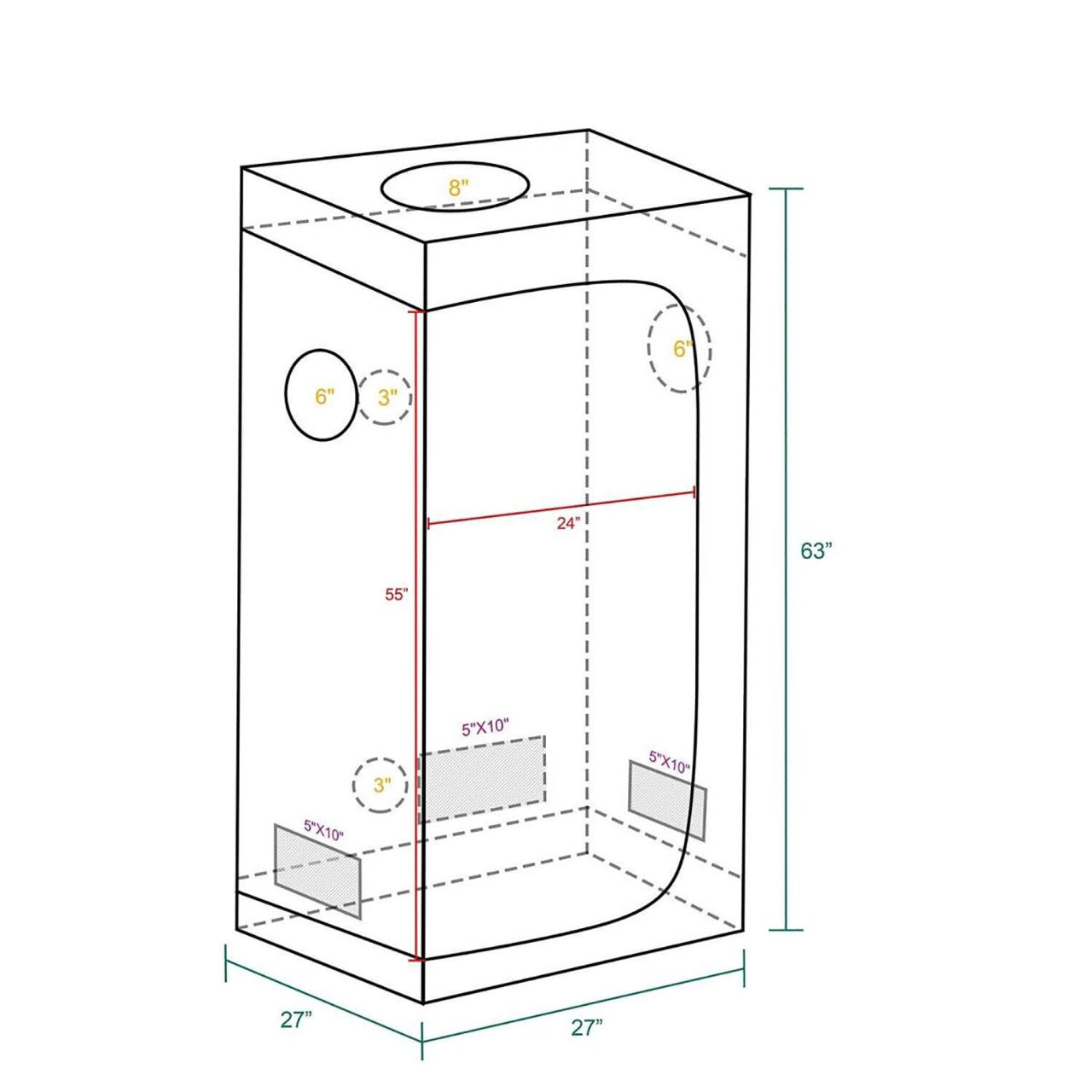 2.3ft. x 2.3ft. x 5.3ft. Indoor Grow Tent - Mars Hydro