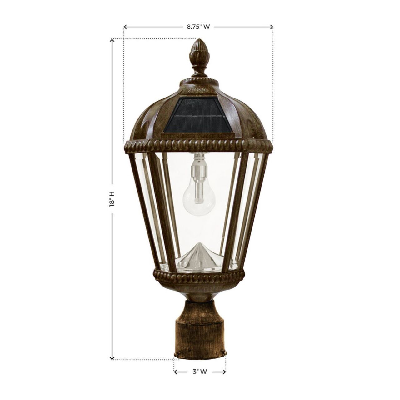 Solar LED Royal Bulb Light - Weathered Bronze - Gama Sonic