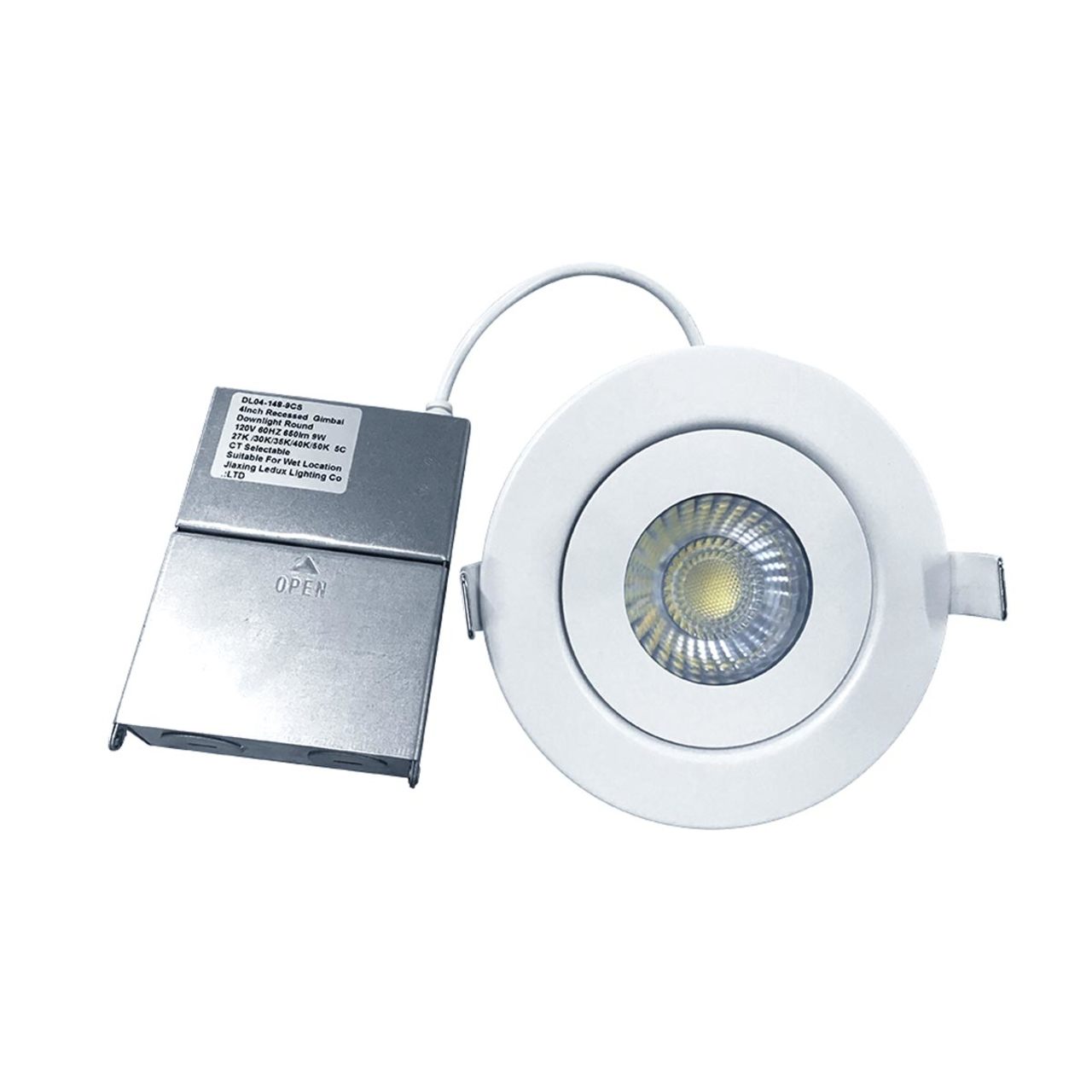 4in. LED Color Tunable Gimbal Downlight - 9W - 650 Lumens - 2700K/3000K/3500K/4000K/5000K - Euri Lighting