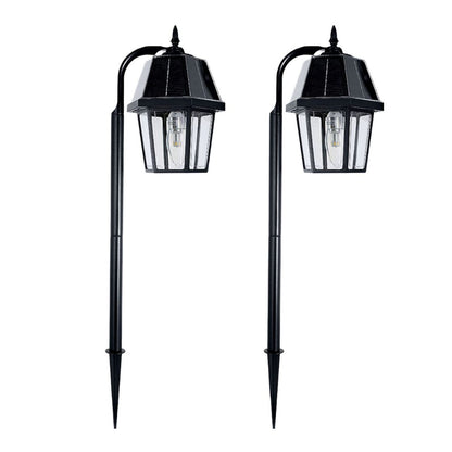 2-Pack Solar LED Garden Light Shepherd Hook - 80 Lumens Each - 2700K - Black Finish - Gama Sonic