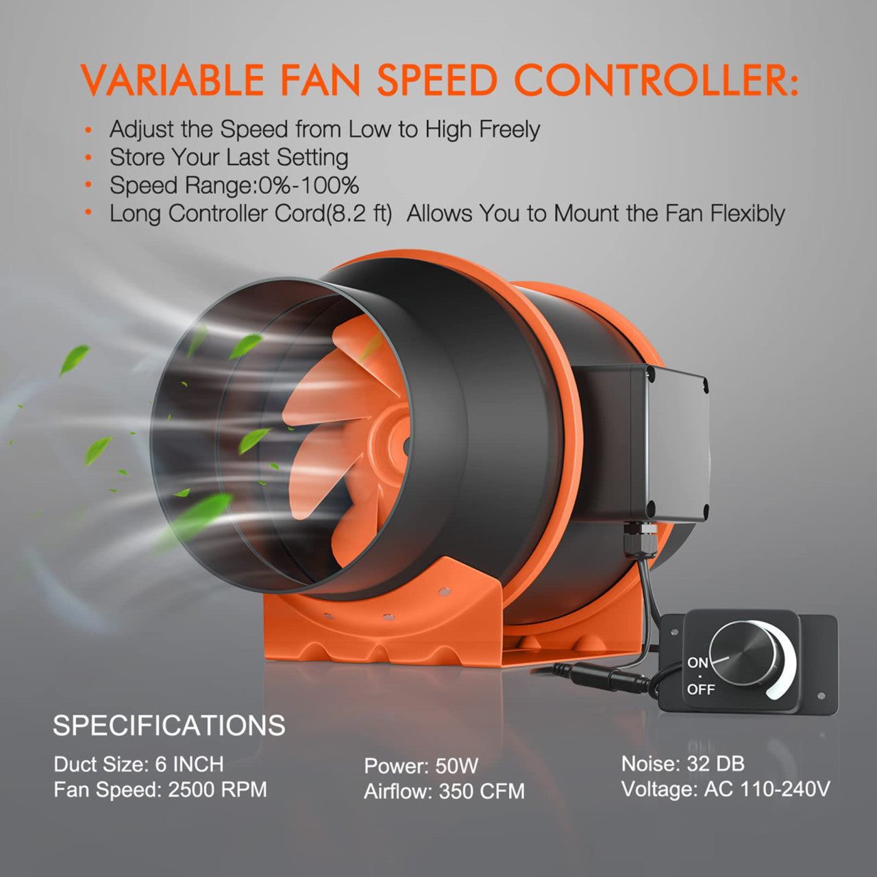 6in. Speed Controlled Inline Duct Fan - Spider Farmer