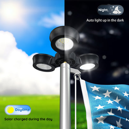 Solar LED Tri-Head Flagtop Pole Light - 32 LEDs - Color Tunable - LumeGen