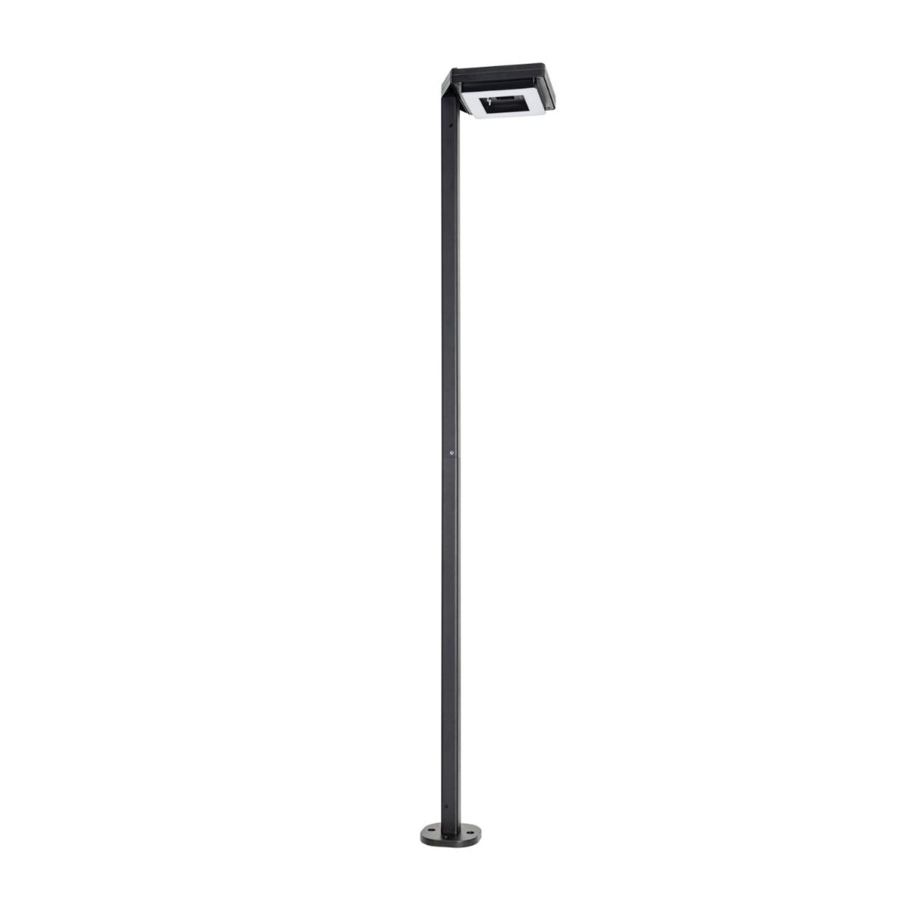 Solar LED Contemporary Square Post Light with 8ft Square Pole - Black Finish - Gama Sonic