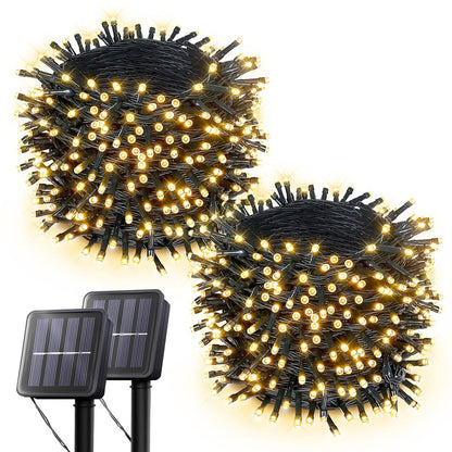 32ft. LED Solar Powered Fairy String Lights with 8 Light Modes - Warm White - IP65 Waterproof Rated - 2 Pack