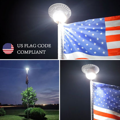 Solar LED Flag Pole Ball Topper Light - 10 LEDs - White/Black/Gold/Silver Finish