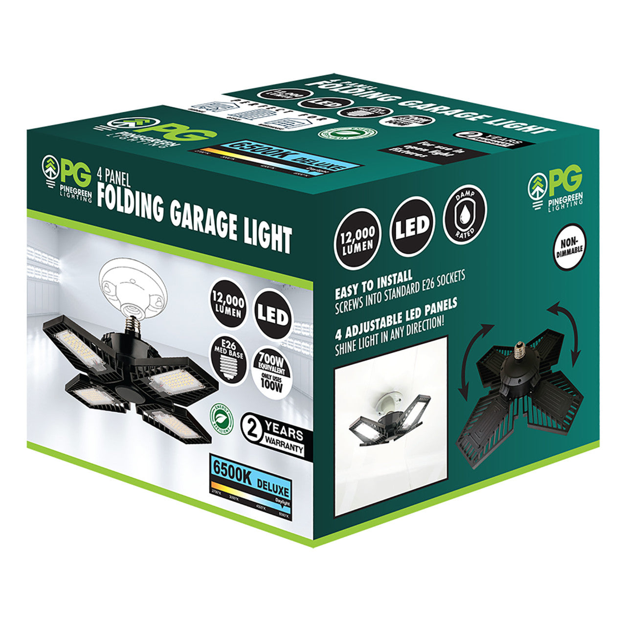 LED Adjustable Garage Bulb - 100W - 12,000 Lumens - 6500K - Pinegreen Lighting