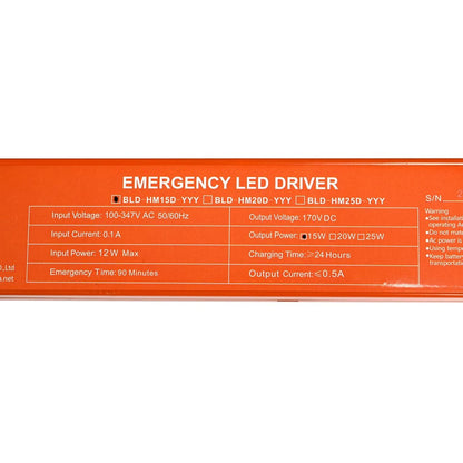 Emergency LED Driver - 15W Output - 90 Minute Backup Time