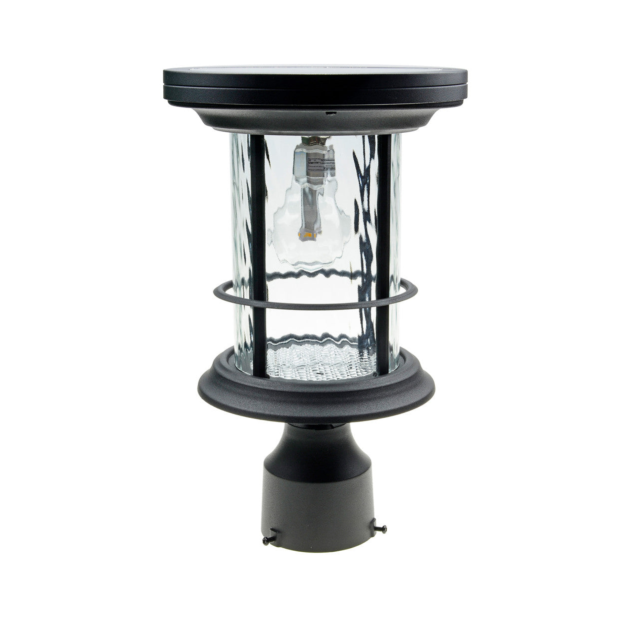 Solar LED Silo Post Light - 100 Lumens - 2700K - Black Finish - Gama Sonic