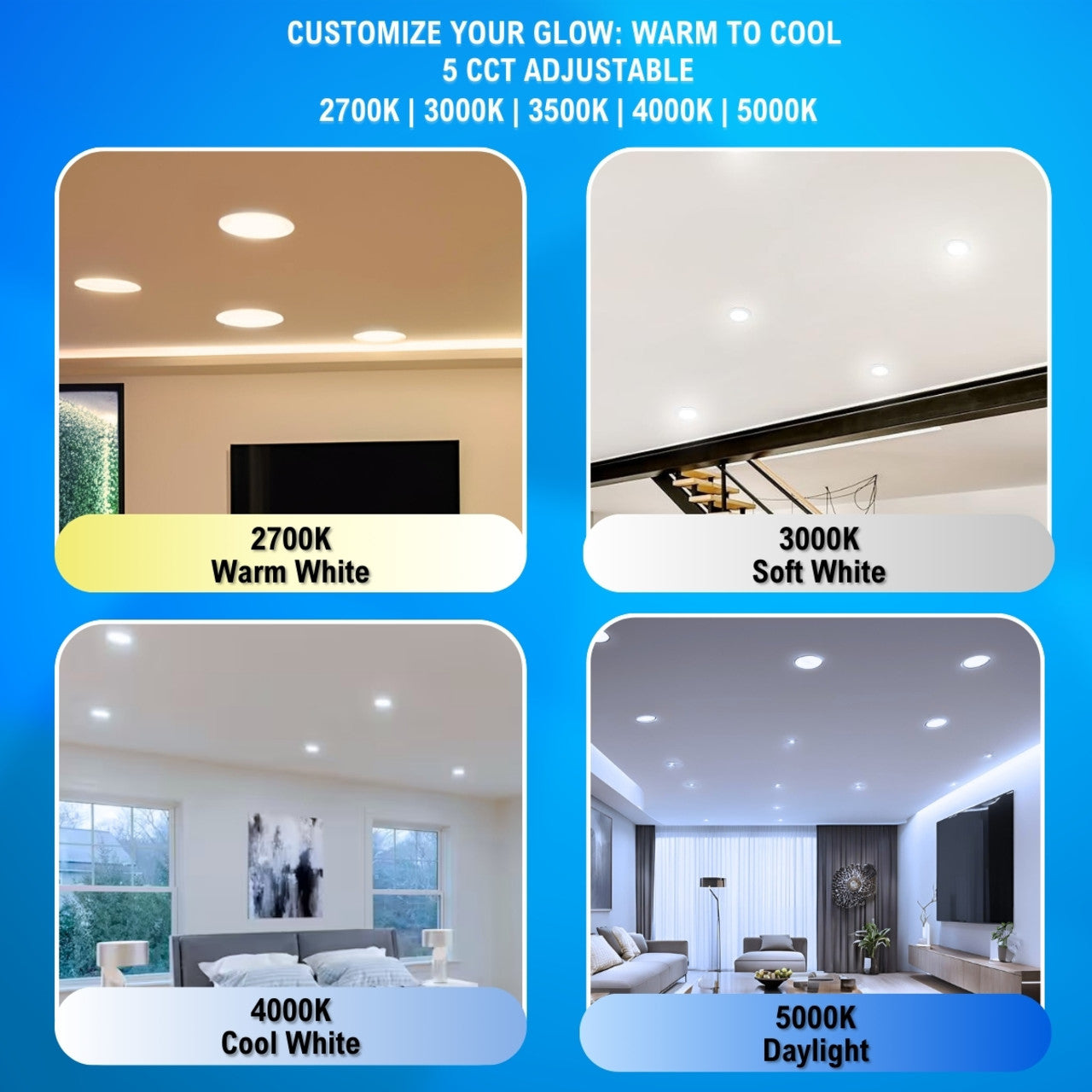 6in. LED Ultra-Slim Recessed Down Light - 12W - Color Tunable 27K/30K/35K/40K/50K - LumeGen