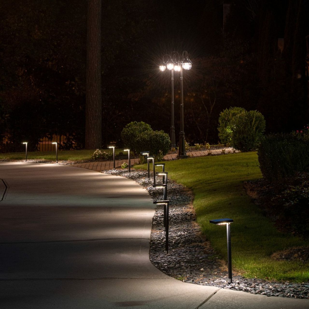 2-Pack Solar LED Contemporary Square Path Lights - Bronze Finish - Gama Sonic