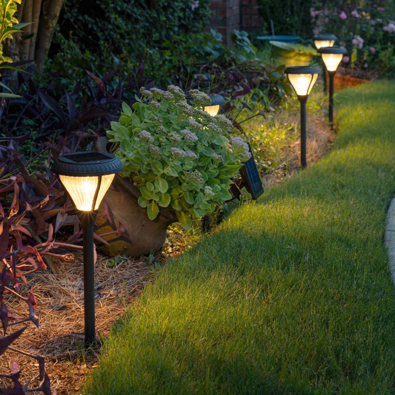 4-Pack Solar LED Premier Garden Stake Light - Black - Gama Sonic